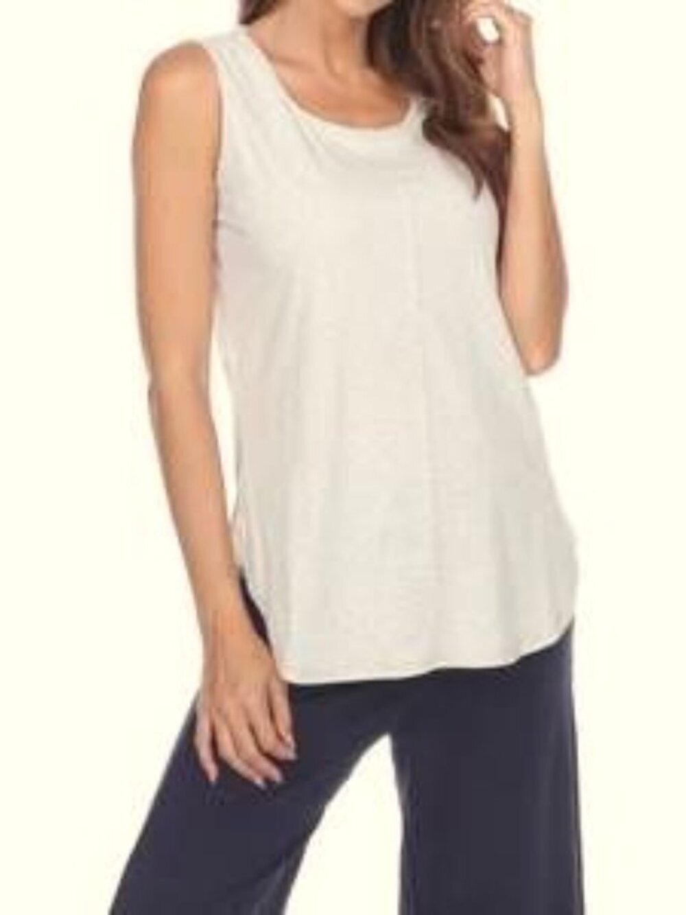 Neon Buddha Stretchy Cotton Off White Sleeveless Top